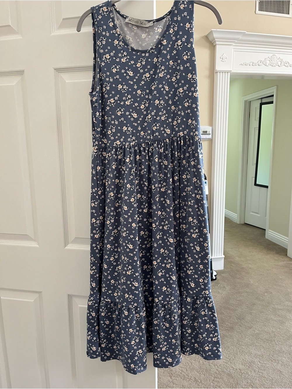 Michelle Mae Bailey Blue Floral Sleeveless Dress